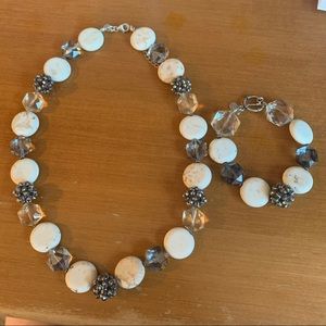 Donna Dressler Silver Beaded Necklace and Bracelet Set